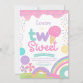 Invitation Candyland et crème glacée, deux douces 2e annivers (Devant)