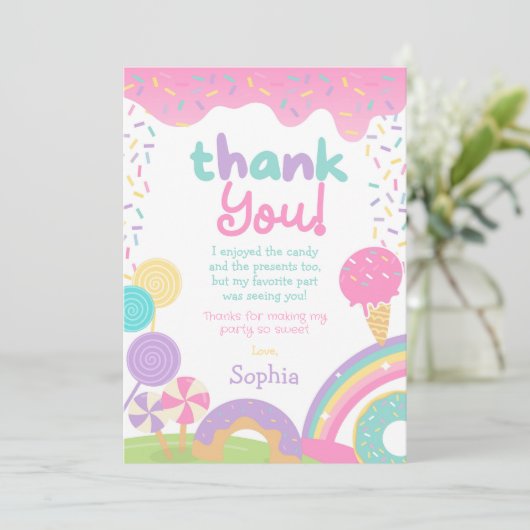 Invitation Candyland et glace Crème entièrement personnalisab (Debout devant)