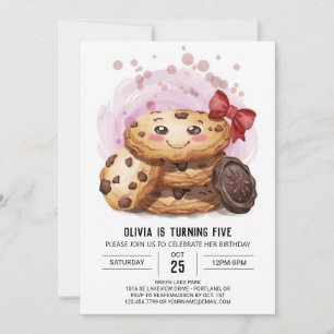 Invitation Candyland Girly Rose Cookies Anniversaire