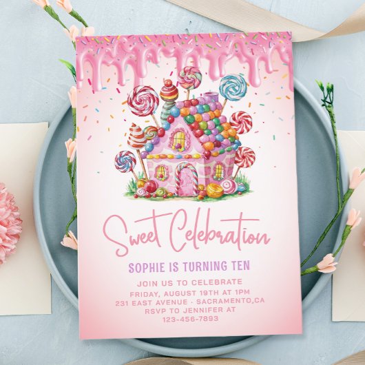 Invitation Candyland Sweet Celebration Anniversaire de enfant