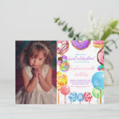 Invitation Candyland Sweet Celebration Girl mignonne Photo (Debout devant)