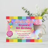 Invitation Candyland Sweets Cupcake Anniversaire Fête Invitat (Debout devant)