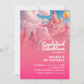 Invitation Candyland World Cool Rose Girl Anniversaire (Devant)