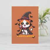 Invitation candyween - halloween sorcier chat (Debout devant)