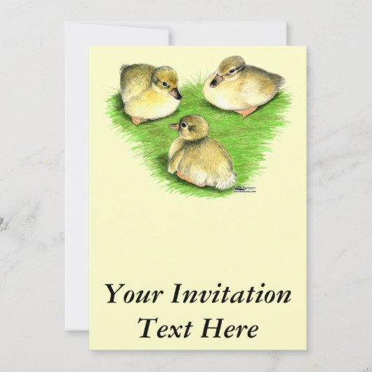 Invitation Canetons de canard colvert enneigés (Devant)