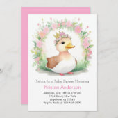 Invitation Canettes en Baby shower de filles en fleurs (Devant / Derrière)