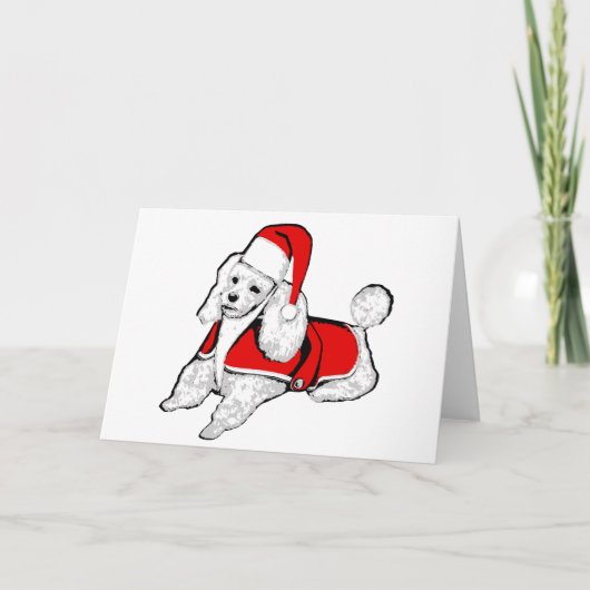 Invitation caniche de noël santa claus (Devant)