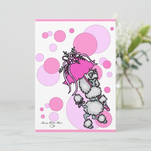 Invitation Caniche rose de Polk-un-point (Debout devant)