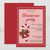 Invitation Canne de Noël rouge et blanche Fête de Noël (Devant / Derrière)