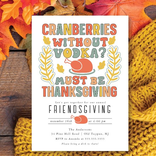 Invitation Canneberges Drôle Sans Volka Friendsgiving