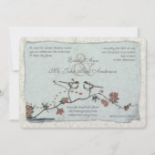 Invitation Cannelle et Inséparable bleu Mariage damassé Invit (Devant)