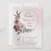 Invitation cannelle rose blanc fleuri wreath nuptiale douche (Devant)