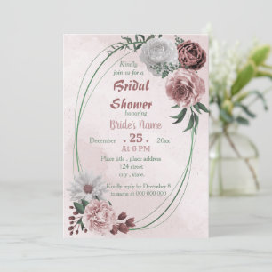 Invitation cannelle rose blanc floral géométrique douche nupt