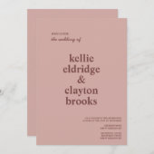 Invitation Cannelle Rose moderne Type Mariage (Devant / Derrière)