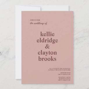 Invitation Cannelle Rose moderne Type Mariage