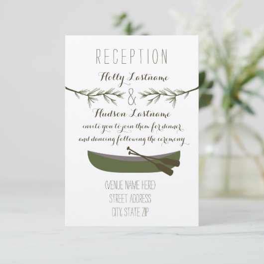 Invitation Canoë + Branches À feuillage persistant Réception  (Debout devant)