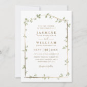 Invitation Canopy Greeenery Leaves Rustic QR Code Wedding (Devant)