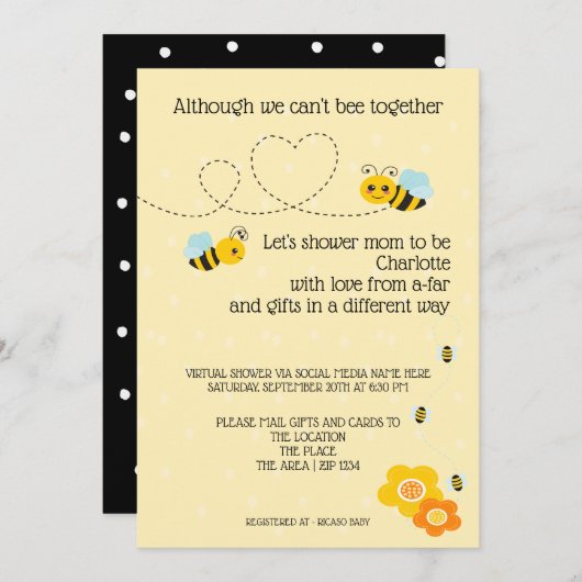 Invitation Cant Be Together Baby shower by Mail (Devant / Derrière)