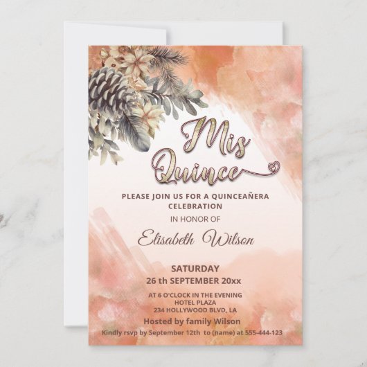 Invitation Cantalouge à l'aquarelle à fleurs d'automne (Devant)