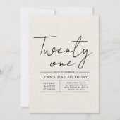 Invitation Canva blanche simple et élégante fête de 21e anniv (Devant)