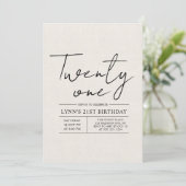 Invitation Canva blanche simple et élégante fête de 21e anniv (Debout devant)