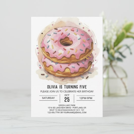 Invitation Canyland Sweets Donuts Anniversaire (Debout devant)