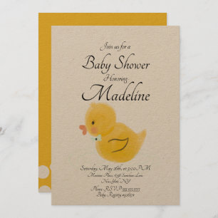 Invitation Caoutchouc Baby shower à l'eau de couleur rustique