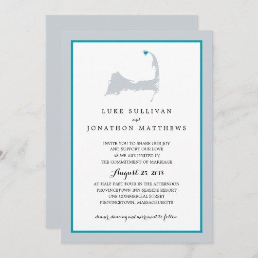 Invitation Cap Cod de Provincetown | MARIAGE (Devant / Derrière)