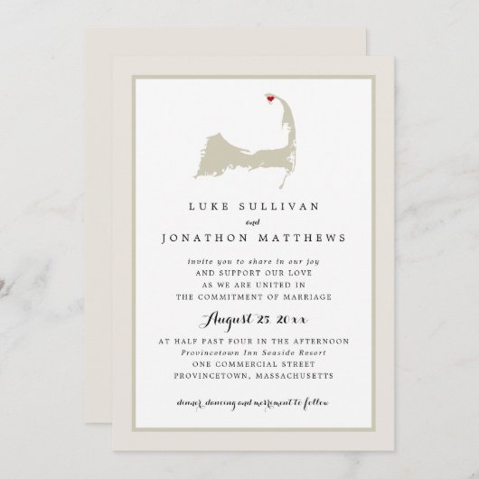 Invitation Cap Cod de Provincetown | MARIAGE (Devant / Derrière)