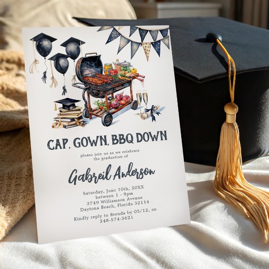 Invitation Cap Gown BBQ Down Graduation