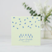 Invitation Cap Toss Blue & Green Graduation Announcement (Debout devant)