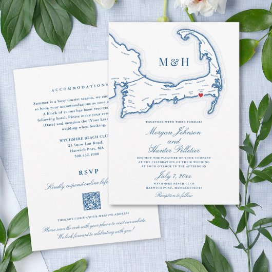 Invitation Cape Cod All-in-One QR code RSVP Mariage