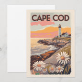 Invitation Cape Cod Massachusetts Art de voyage rétro peintre (Devant / Derrière)