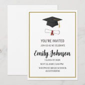 Invitation Cape de remise de diplôme simple moderne & Fête de (Devant / Derrière)