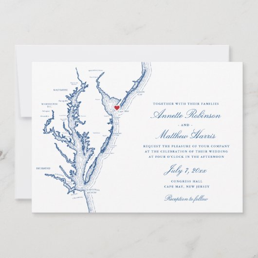 Invitation Cape May NJ all-in-one QR code RSVP Mariage (Devant)