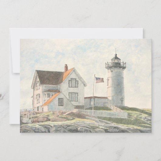 Invitation Cape Neddick Lighthouse Watercolor (Devant)
