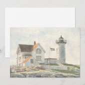 Invitation Cape Neddick Lighthouse Watercolor (Devant / Derrière)