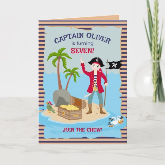 Invitation Capitaine Boy Pirate Bateau fête d'anniversaire (Devant)