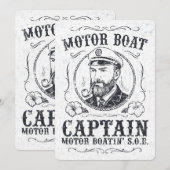 Invitation Capitaine de bateau à moteur drôle Pontoon bateau (Devant / Derrière)