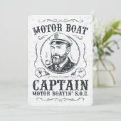 Invitation Capitaine de bateau à moteur drôle Pontoon bateau (Debout devant)