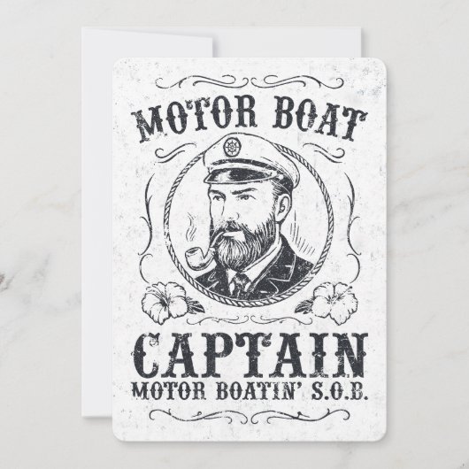 Invitation Capitaine de bateau à moteur drôle Pontoon bateau (Devant)