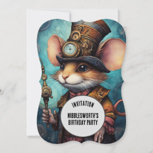 Invitation Capitaine de souris Steampunk nom personnalisé