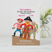 Invitation Capitaine Pirate avec des copains sur le pont fête (Debout devant)