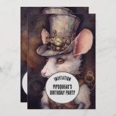 Invitation Capitaine Souris Rat Steampunk (Devant / Derrière)