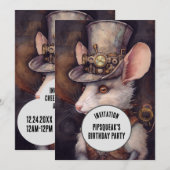 Invitation Capitaine Steampunk Souris Rat (Devant / Derrière)