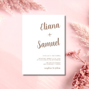 Invitation Cappuccino Minimal Moderne Calligraphie Mariage