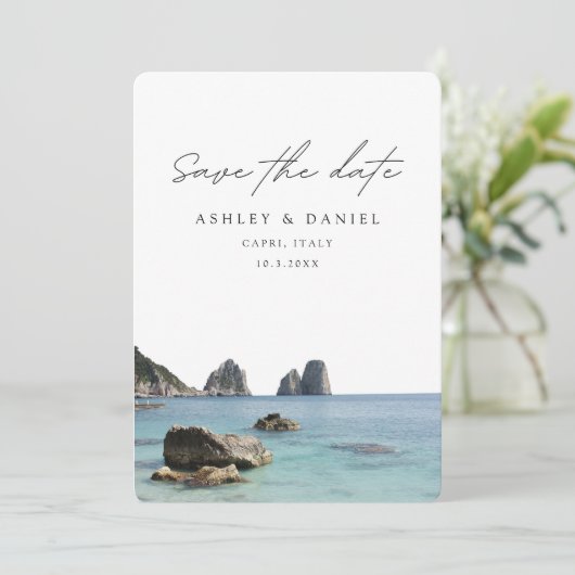 Invitation Capri Italie Mariage Enregistrer la date (Debout devant)