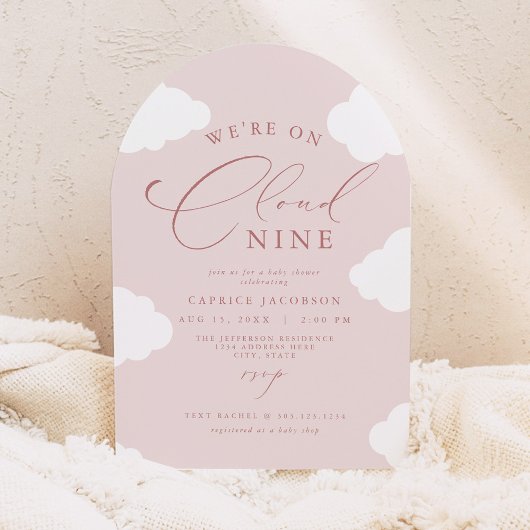 Invitation CAPRICE Blush Rose Cloud Neuf Baby showers Arbrés