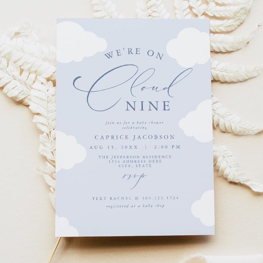 Invitation CAPRICE Dusty Blue Cloud Neuf Baby shower