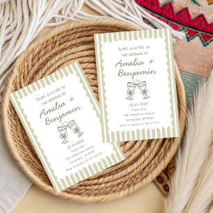 Invitation Caprice Rayure Vert champagne Caprice